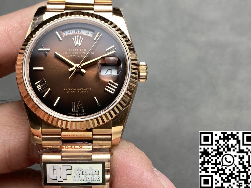961 Rose Steel QF Factory M128235 Rolex Chocalate Date 36mm v5 StreetReady Day Tungsten Dial Gold 0821